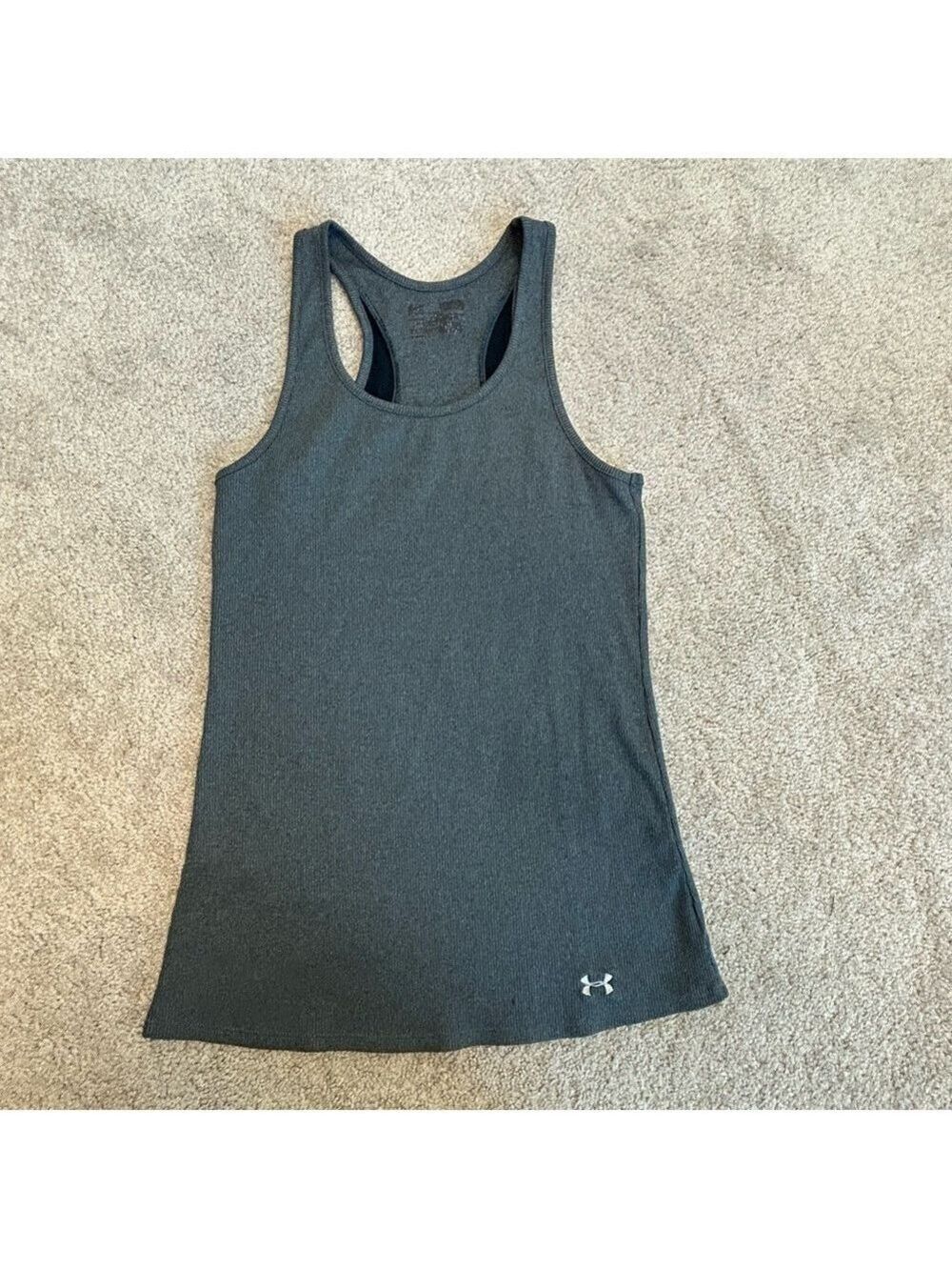 Under Armour gray ribbed racerback tank top stretchy gym fitness athletic M 🔥